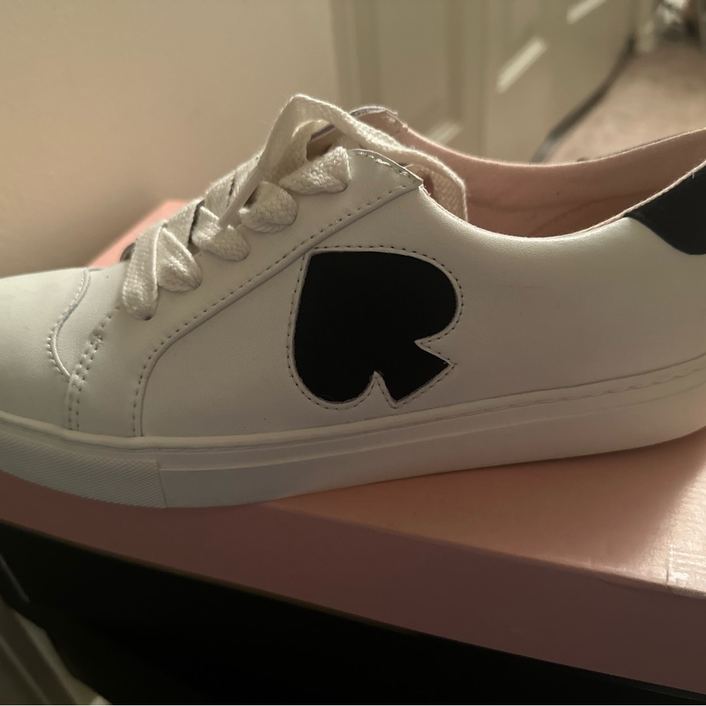 Kate Spade NY white and black spade sneaker